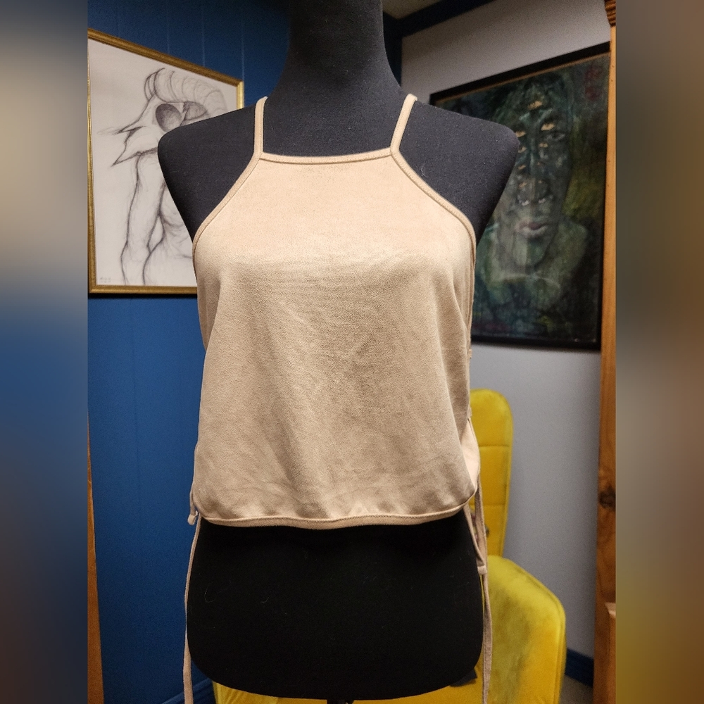 Charlotte Russe Faux Suede Side Lace Tank Size S